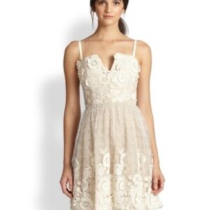 Alice + Olivia Devorah Bustier Cream Spaghetti Strap Mini Dress
